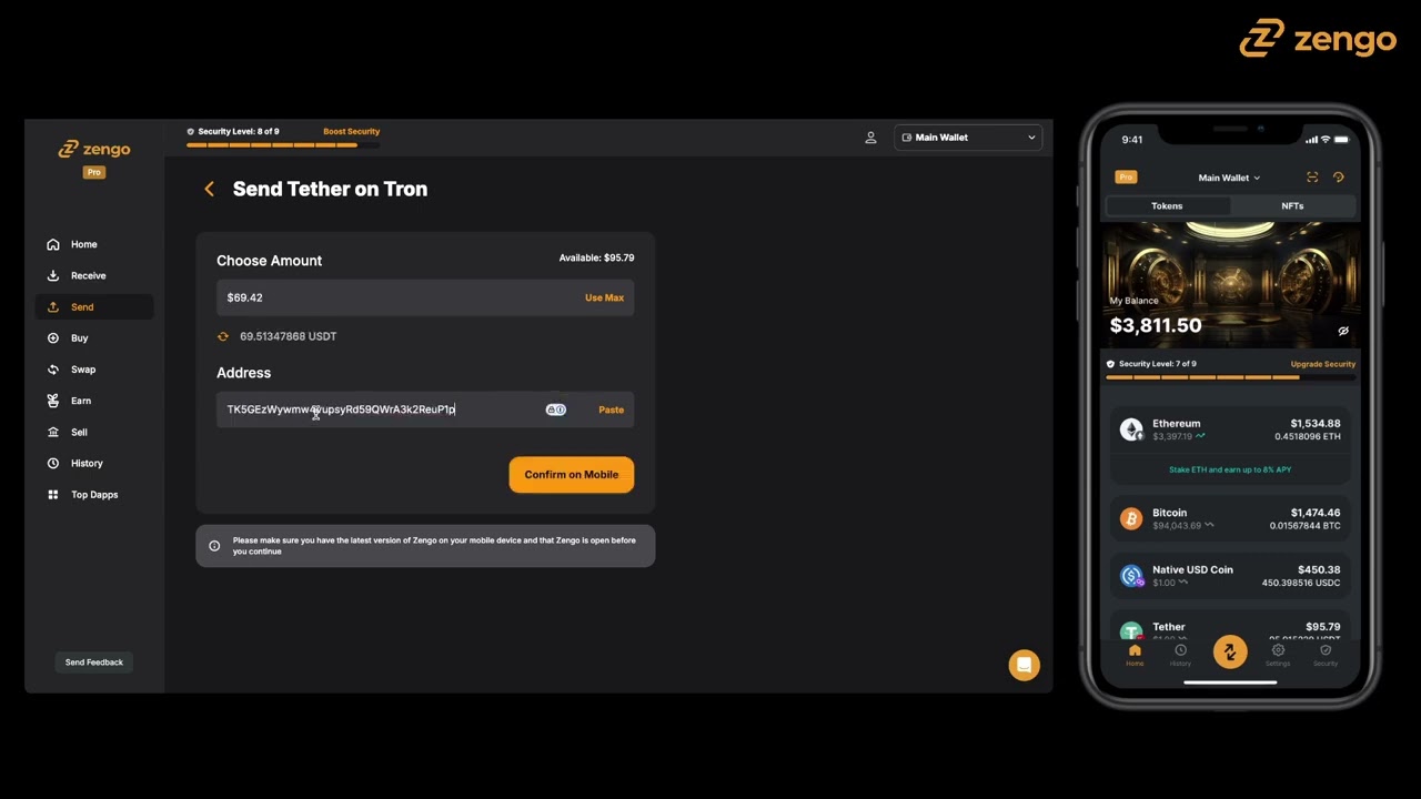 How to send Tether (USDT) on Tron