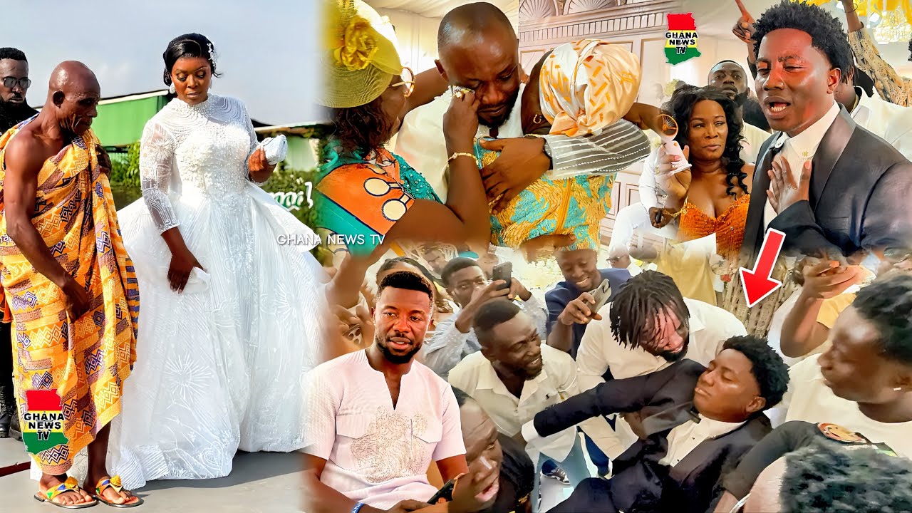 OH. Opoku Bilson storms & coľłapșes at His Sugar Mommy Diana Asamoah’s white wedding. Groom weeps