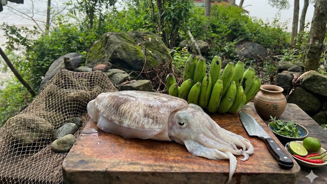 Survival in the Wild – Watch Mr. Hunger make delicious grilled squid!