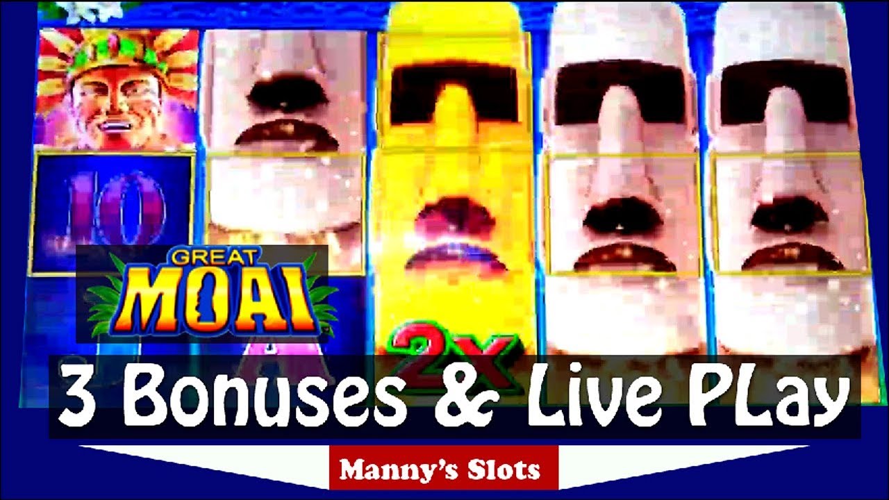 (Big Win!!) Great Moai Slot Machine by Konami 3 Bonuses and Live Play at Barona Casino