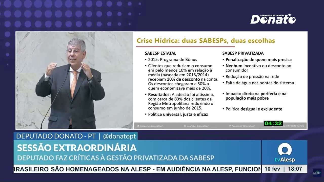 Crise hídrica e a tentativa de privatização do saneamento em todo estado de São Paulo