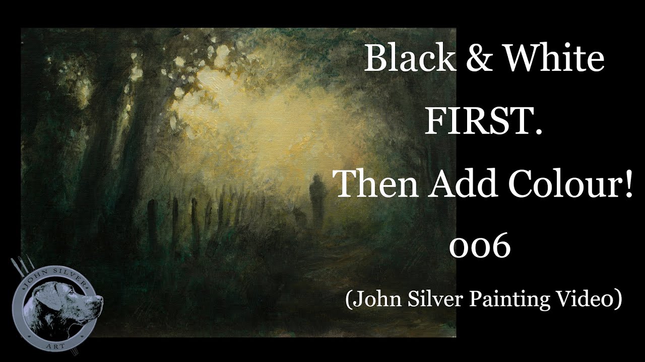 Acrylic Landscape painting Tutorial. BLACK & WHITE FIRST! (Then add colour)