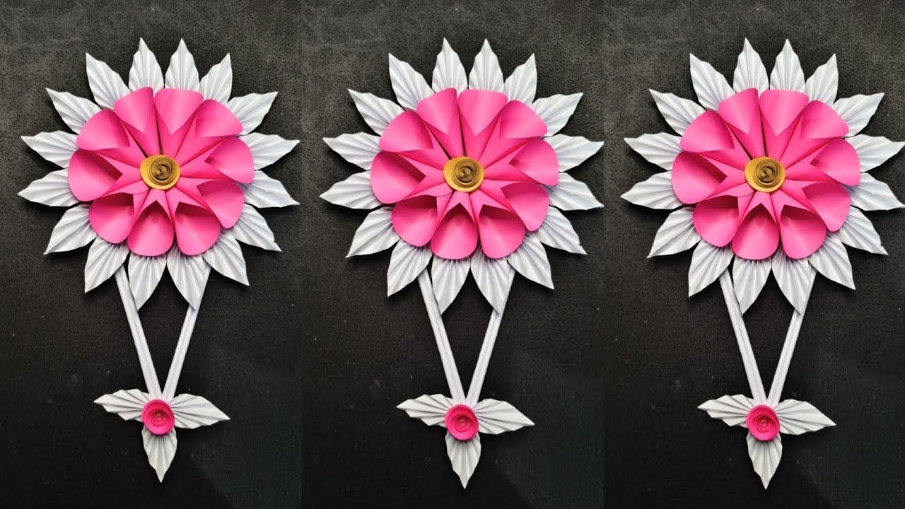 Beautiful paper flower wall hanging ideas wall decor Paper flower wall hanging 