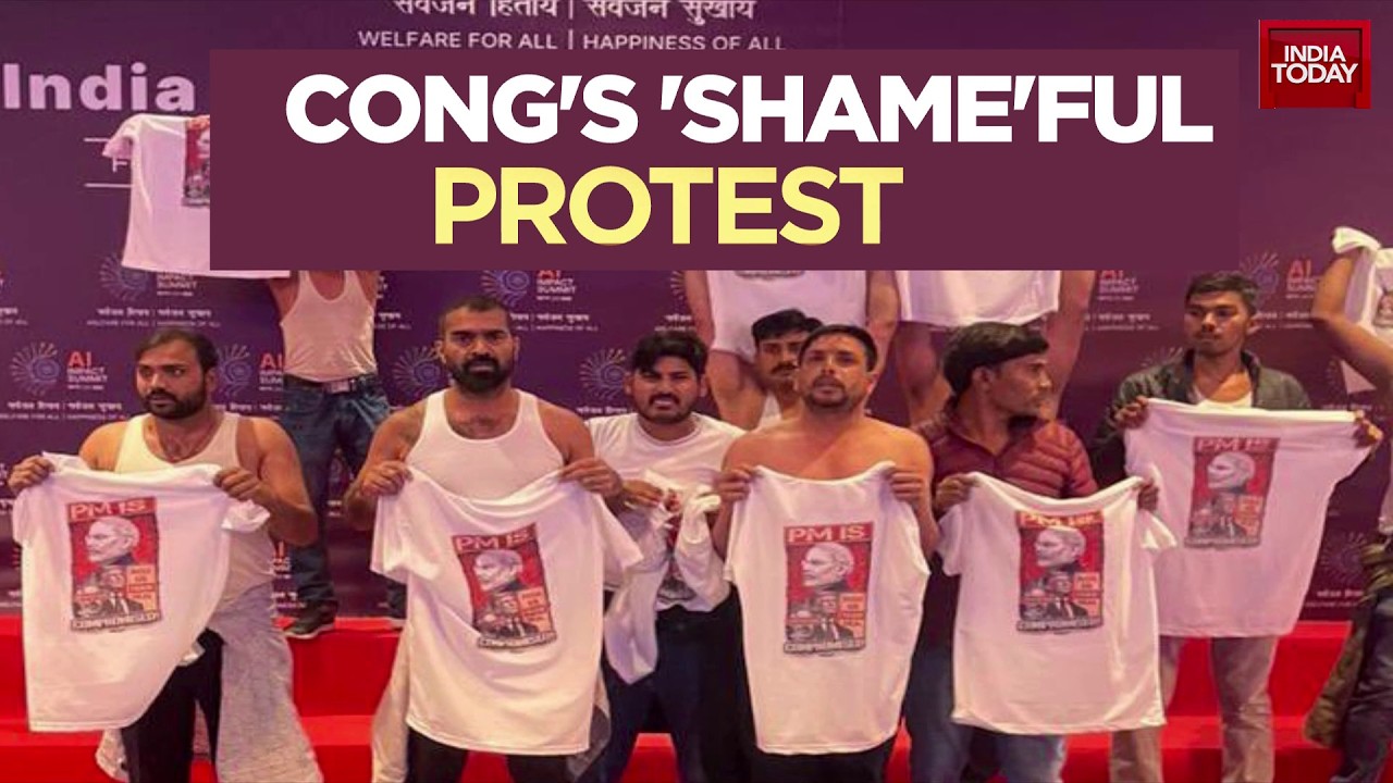 Watch: BJP Protests Against Youth Congress Shirtless Act; Delhi Court Denies Bail To Four Accused