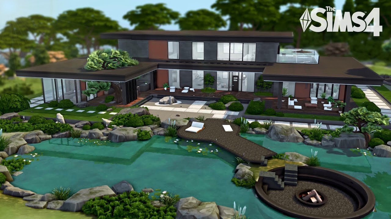 Dark Modern House | Interior with Stone | Relax Area | No CC | Stop Motion Build | The Sims 4