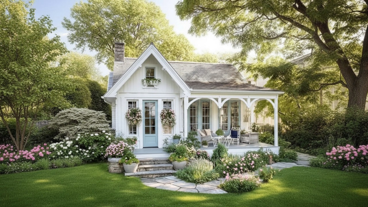 Cozy White Cottage Ambience 🌿 Interior & Exterior Tour | Relaxing Night Ambience & Dream Room