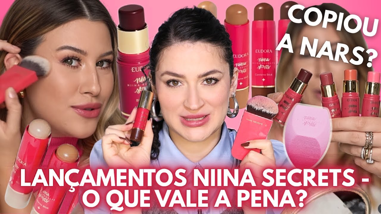 LANÇAMENTOS NIINA SECRETS: Contornos em STICK, Blush Amora, Pincel Multifuncional e +!