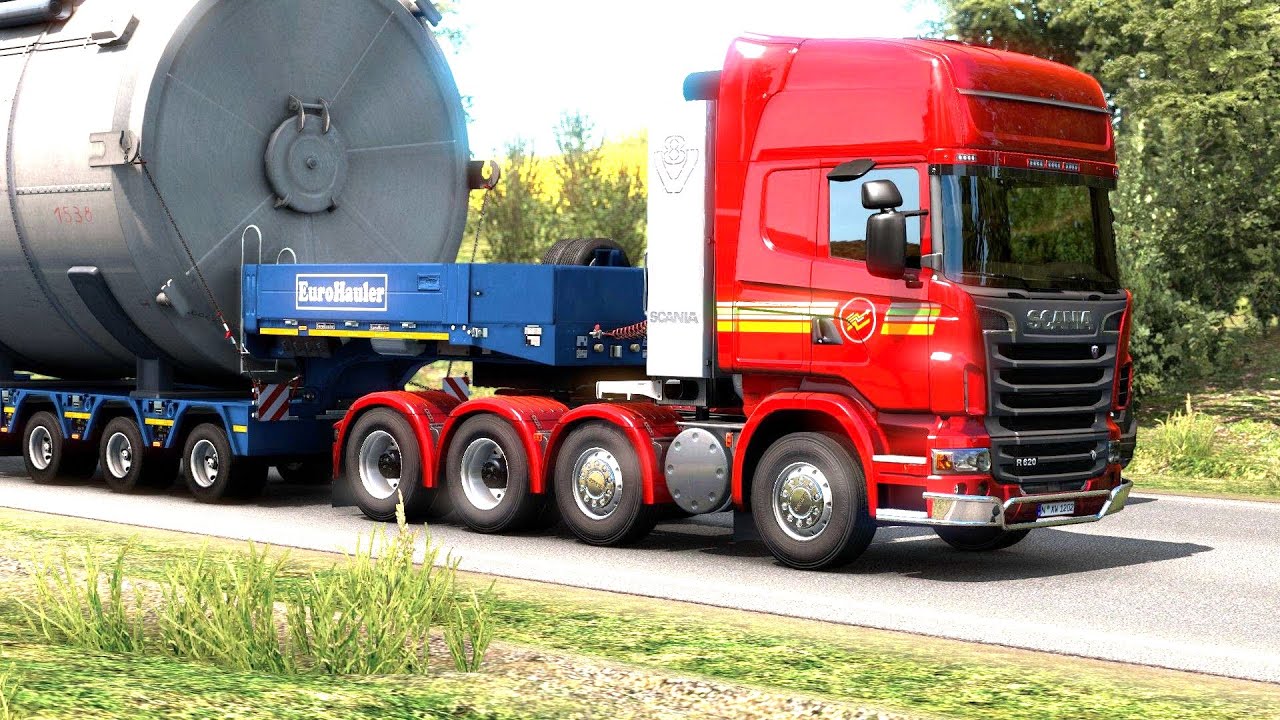 ETS 2 - 8x4 Scania R620 Transporting a Giant Silo