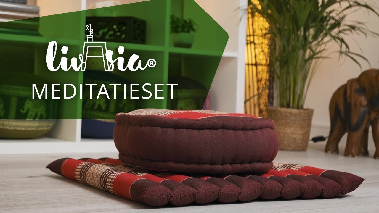 livasia meditatie set van kleine rolmat en zafu kussen met kapok vulling