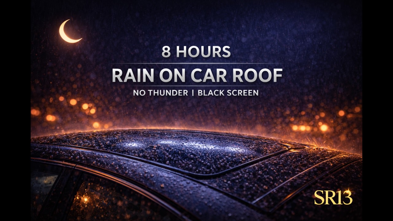 8 Hours Heavy Rain on Car Roof for Deep Sleep | No Thunder | Black Screen