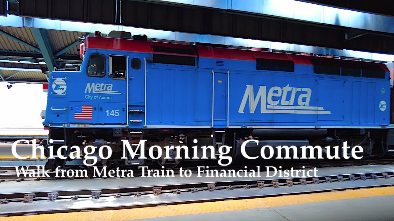 Average Morning Commute in Chicago - Virtual Walk from Metra Train Station to Financial District