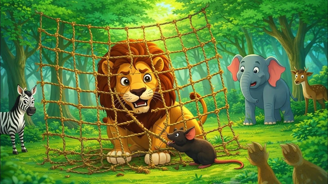 شیر اور چوہا کی سبق آموز کہانی 🦁🐭 | Jungle Moral Cartoon Story | Lion And Mouse Story