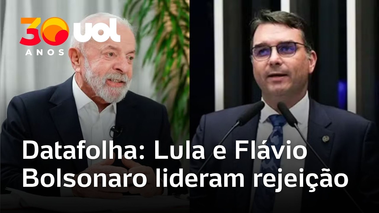 Rejei&ccedil;&atilde;o: Lula e Fl&aacute;vio Bolsonaro aparecem com os maiores &iacute;ndices em pesquisa Datafolha