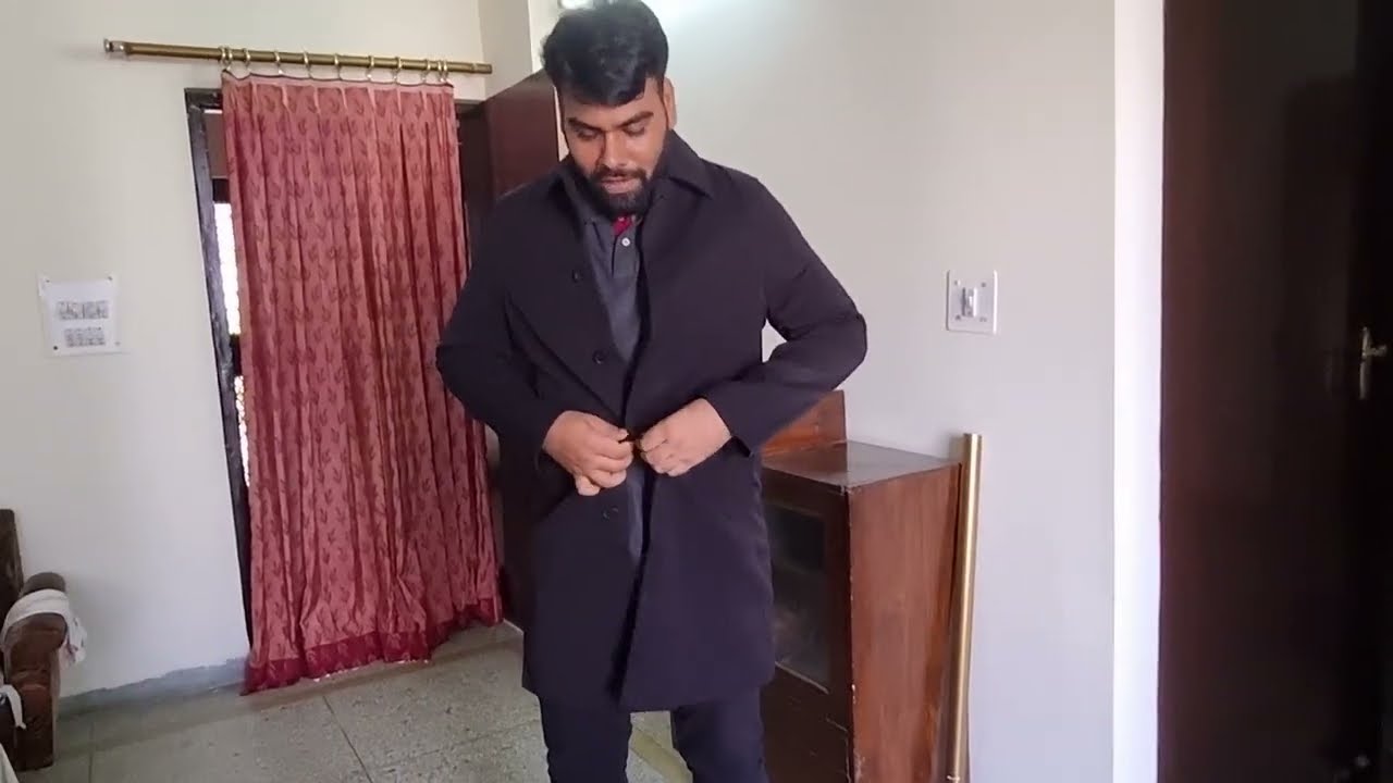 H&M Men's Black Twill Car Coat