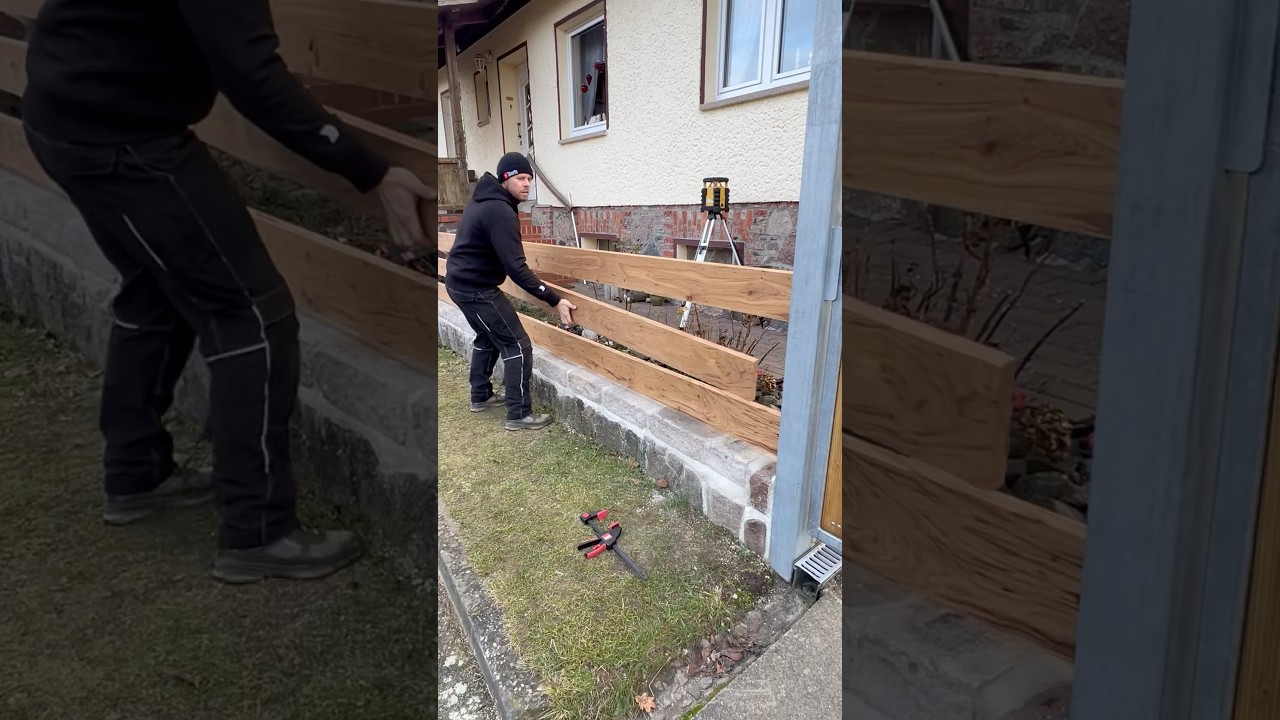 Fence Line assembly 💯#howto #woodworking #tools #wood #holz #zaun #fence #handwerk #maker