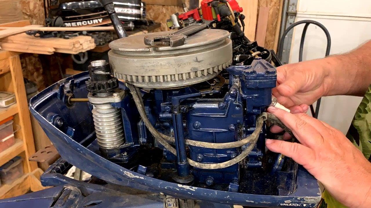 1972 Evinrude Fisherman 6 hp How to replace starter rope, Ignition points, and water pump