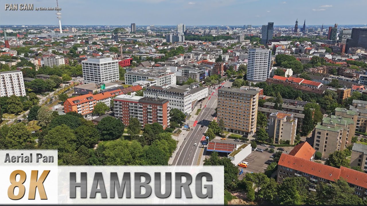 Hamburg: Altona, St. Pauli - Königstraße, Walter-Möller-Park, Nobistor - Luftpanorama - 4K/8K - 0558