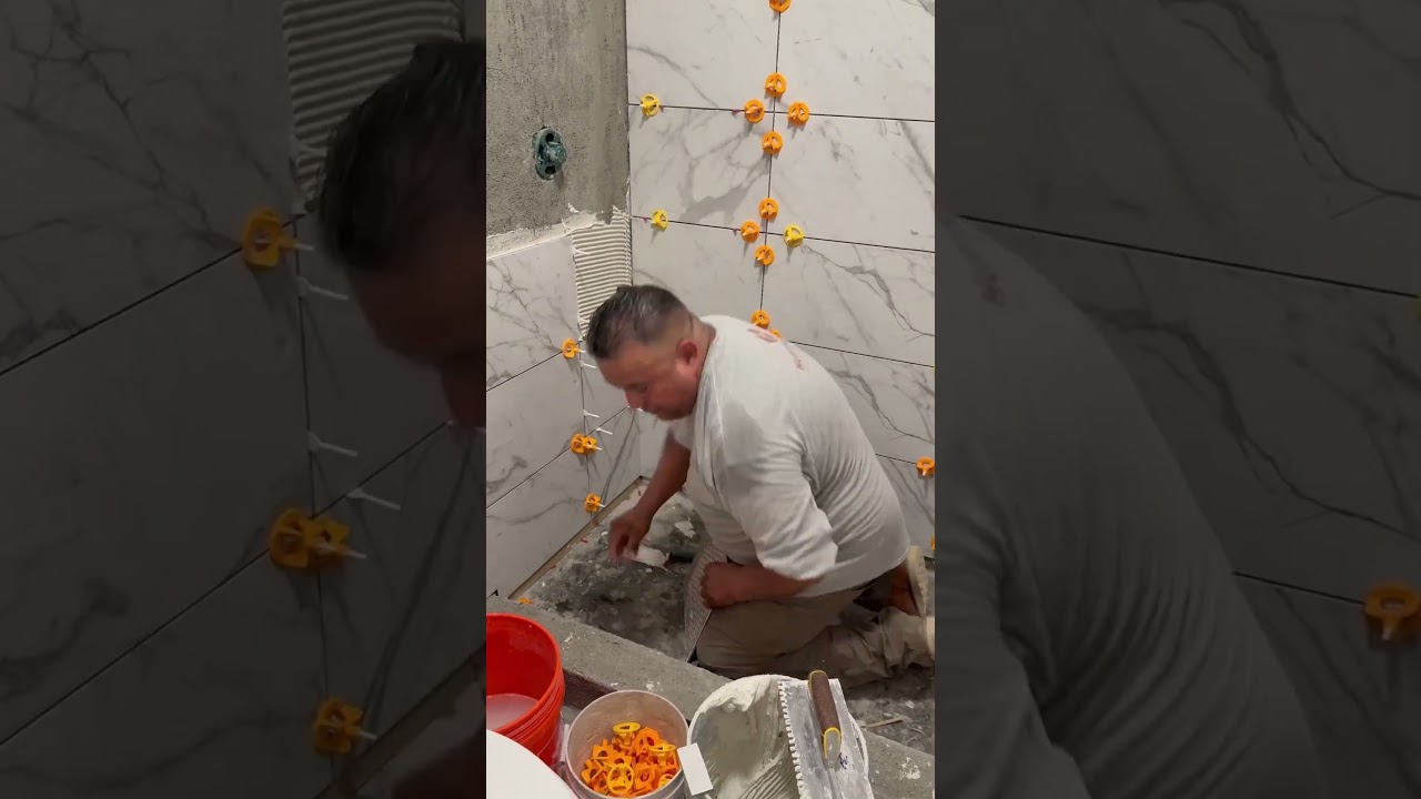 Bathroom Shower Tile Installation #diy #bathroom #shower #remodel #construction #tiling #tiler #fyp