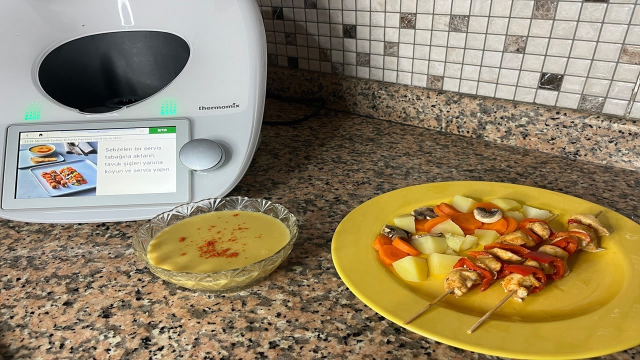 Thermomix TM6 3lü Menü Mercimek Çorbası + Tavuk Şiş + Sebze