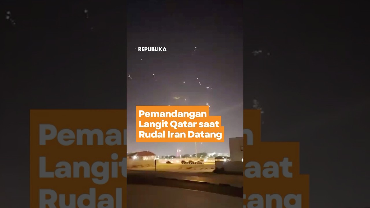 Pemandangan Langit Qatar Saat Rudal Iran Datang