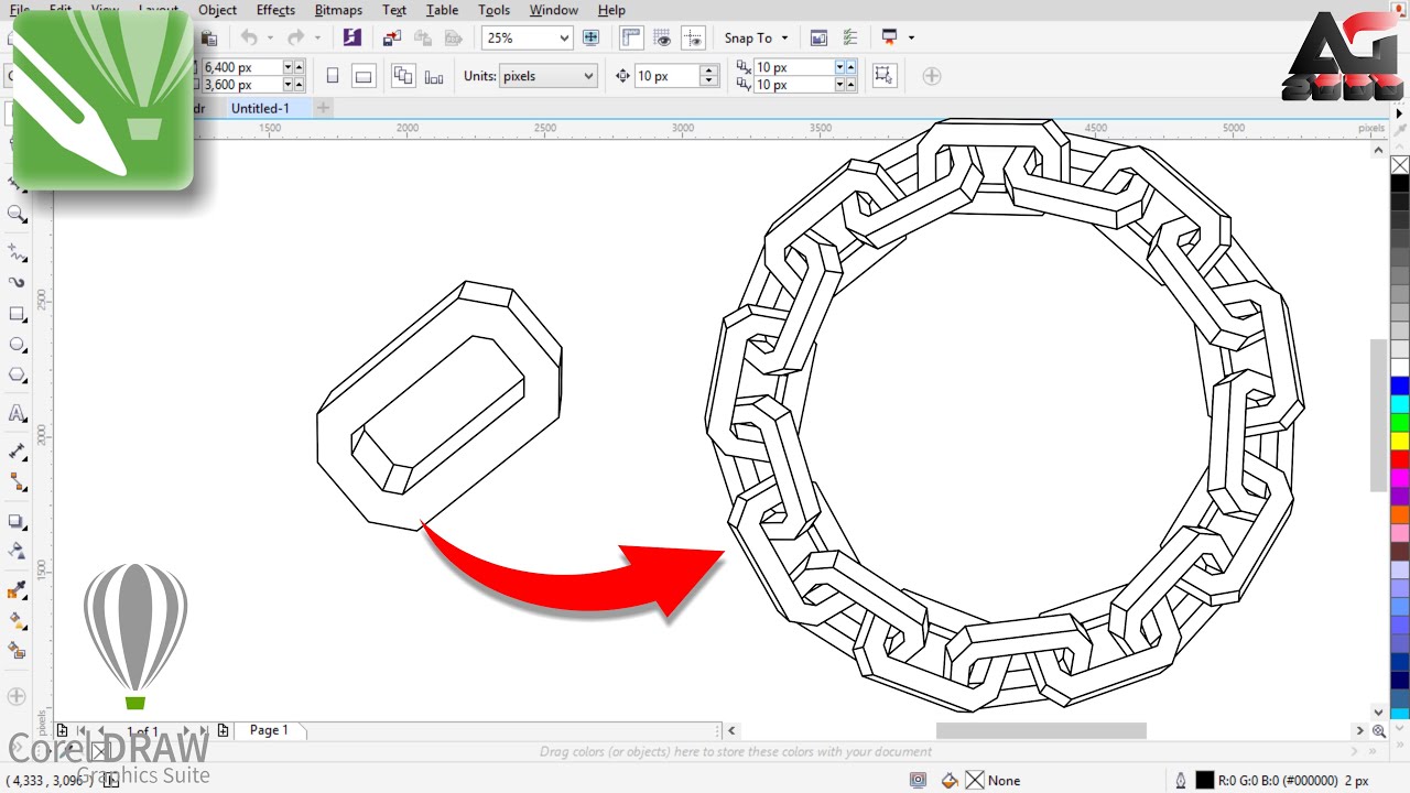 3D Chain Circle Logo Design in CorelDraw | Corel Draw Tutorial