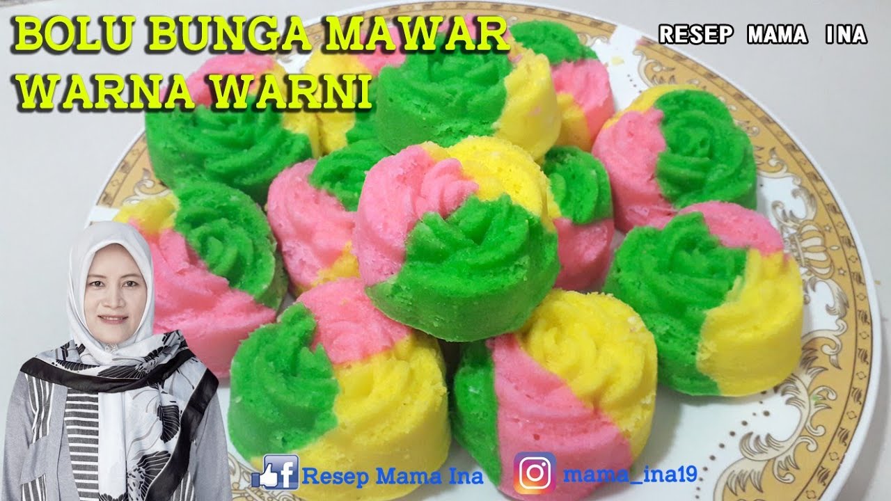 Bolu mawar warna warni