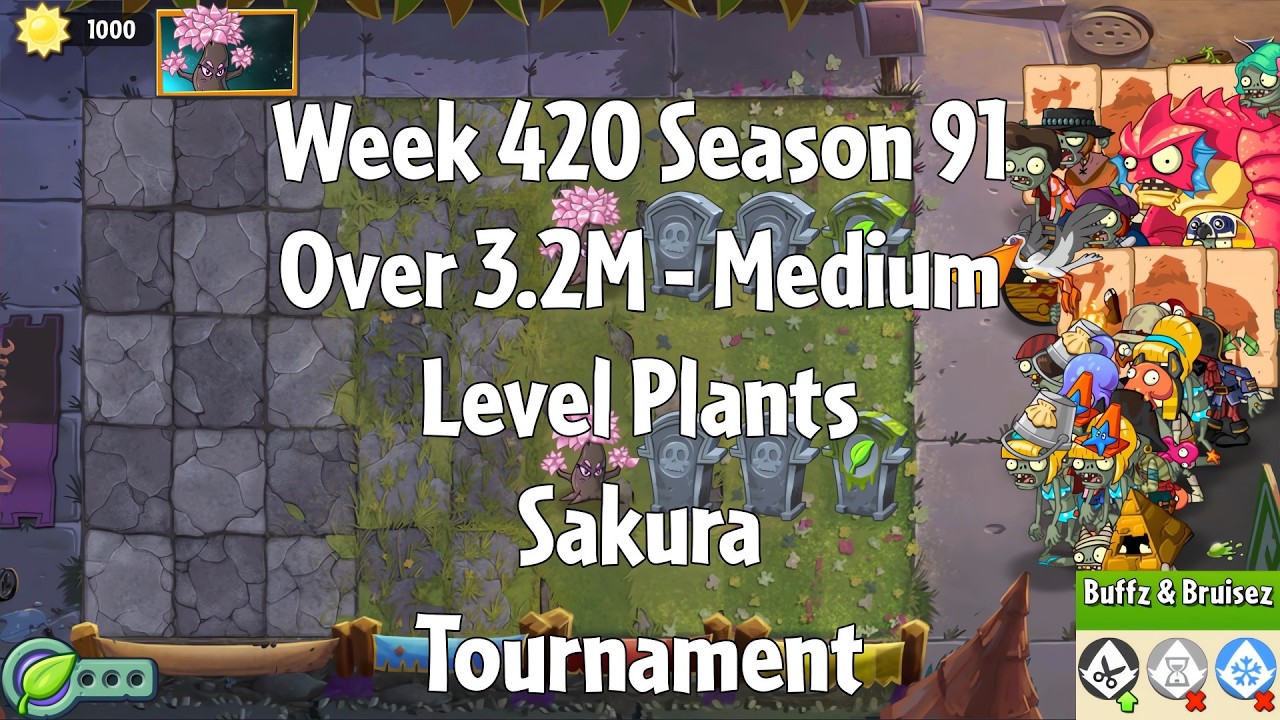 (Over 3.2M - Sakura Tournament) PvZ2 Arena Week 420 S91, Medium Level Plants - Jade League
