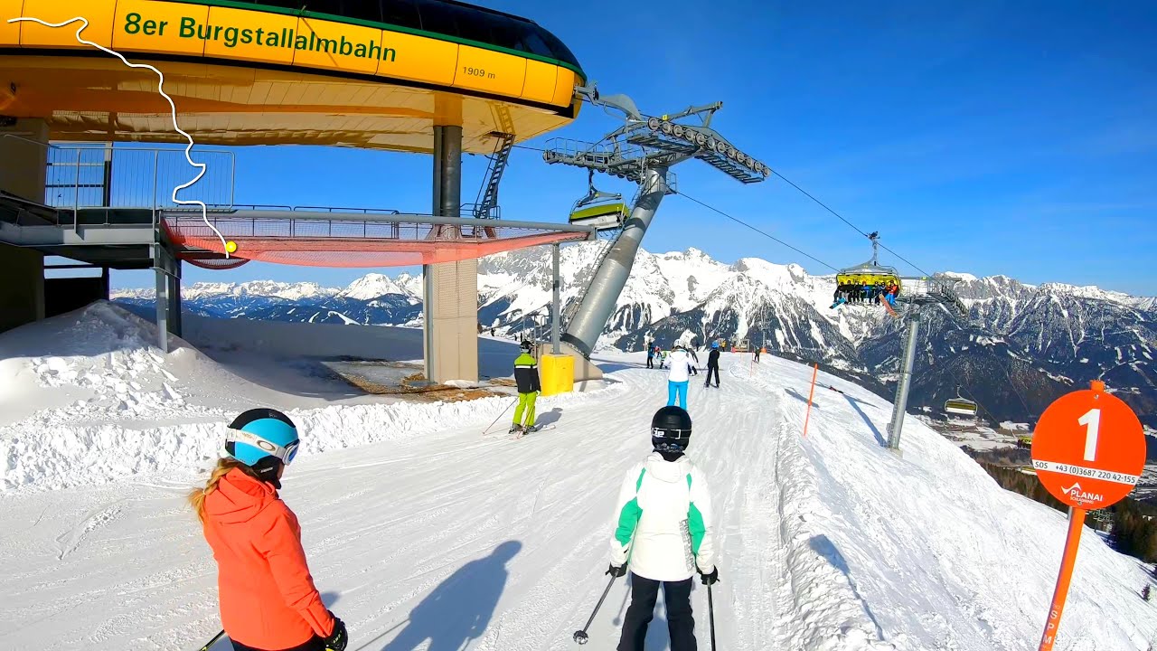 Skiing Planai - Schladming, Austria SKI AMADE - Piste 1/2/3 red 5,6 km length, 1180 m drop Gimbal 4K
