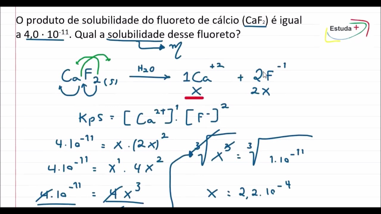 O Kps do fluoreto de cálcio (CaF2) é igual a 4,0·10-11. Qual a solubilidade desse fluoreto?