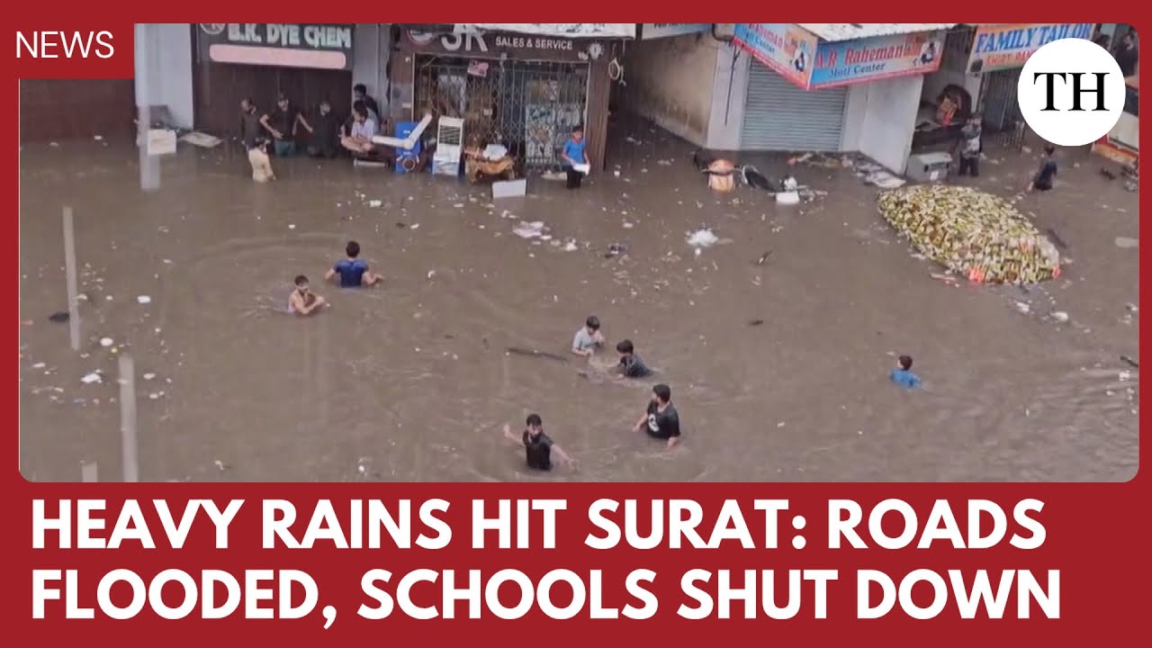 Surat flooded after 300mm rainfall, schools closed, rescues on