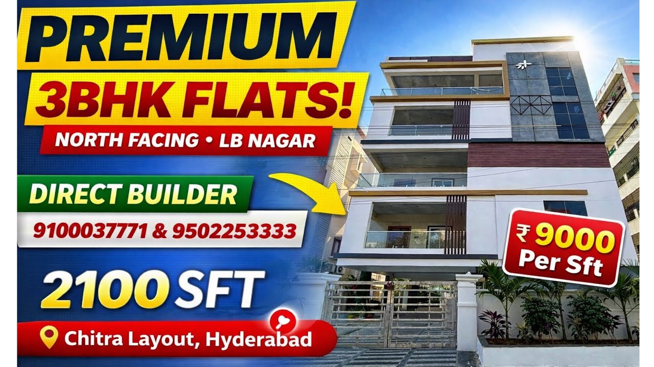 Independent Floor | 3BHK Premium Flats For Sale | LB Nagar | Chitra Layout | Hyderabad | 9100037771