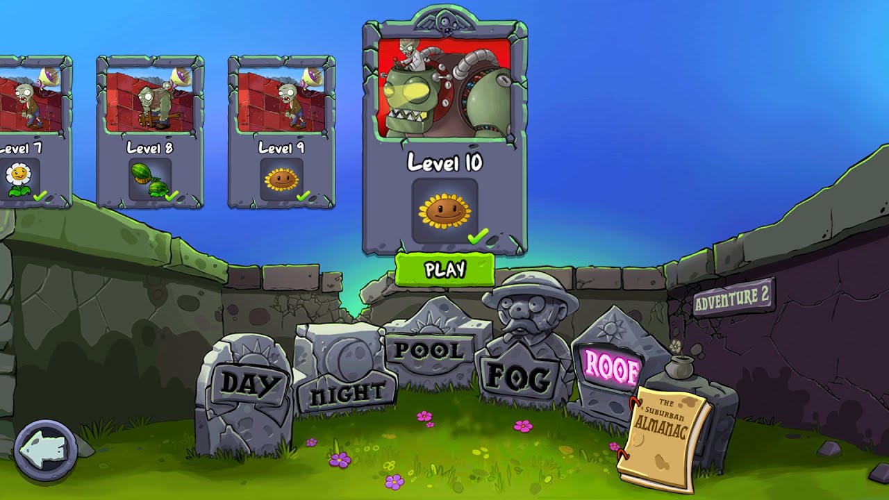 PLANTS VS ZOMBIES (ROOF) LEVEL 10