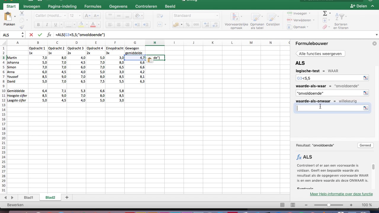 MS Excel: de ALS functie