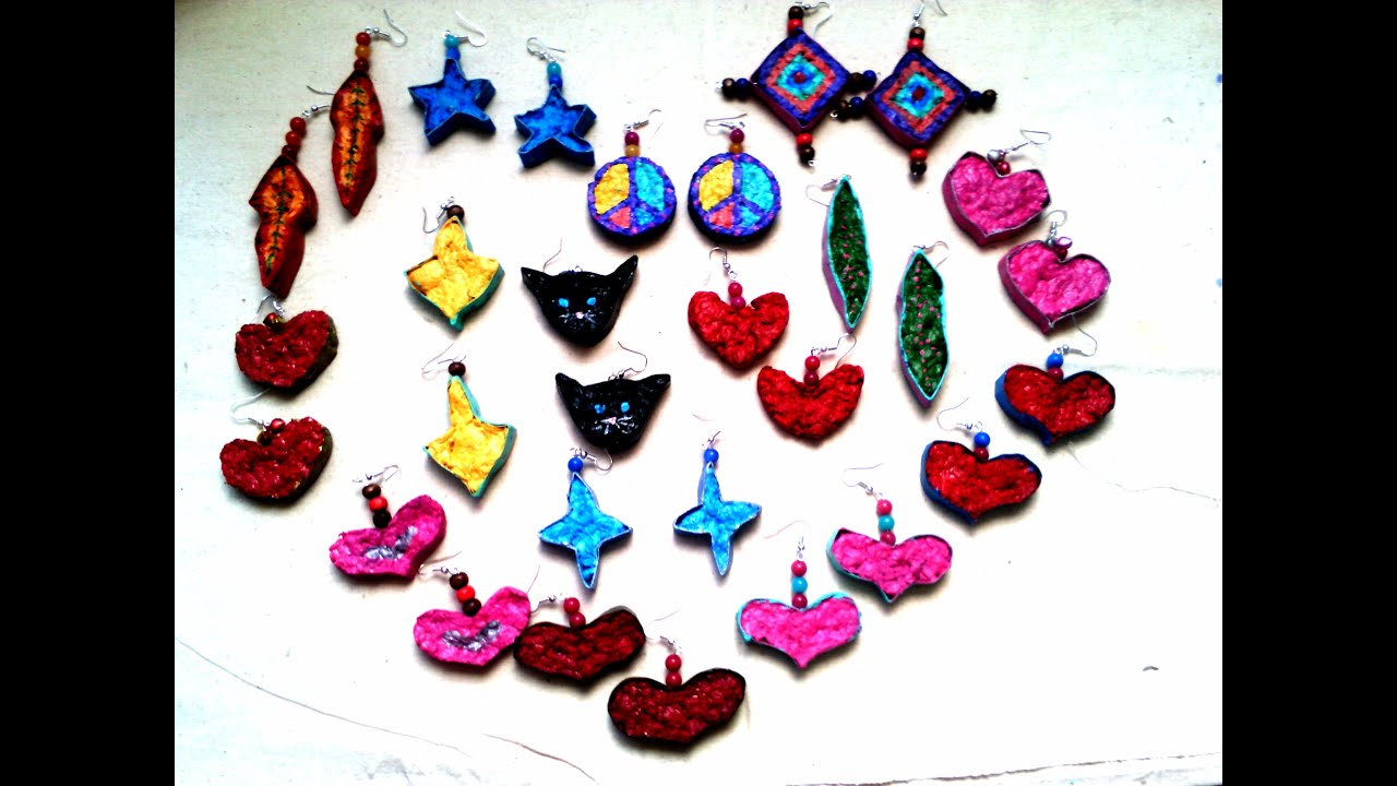 🎨 Como hacer aretes de papel mache|regalo lindo|san valentin / artesanías |Redivivus ©