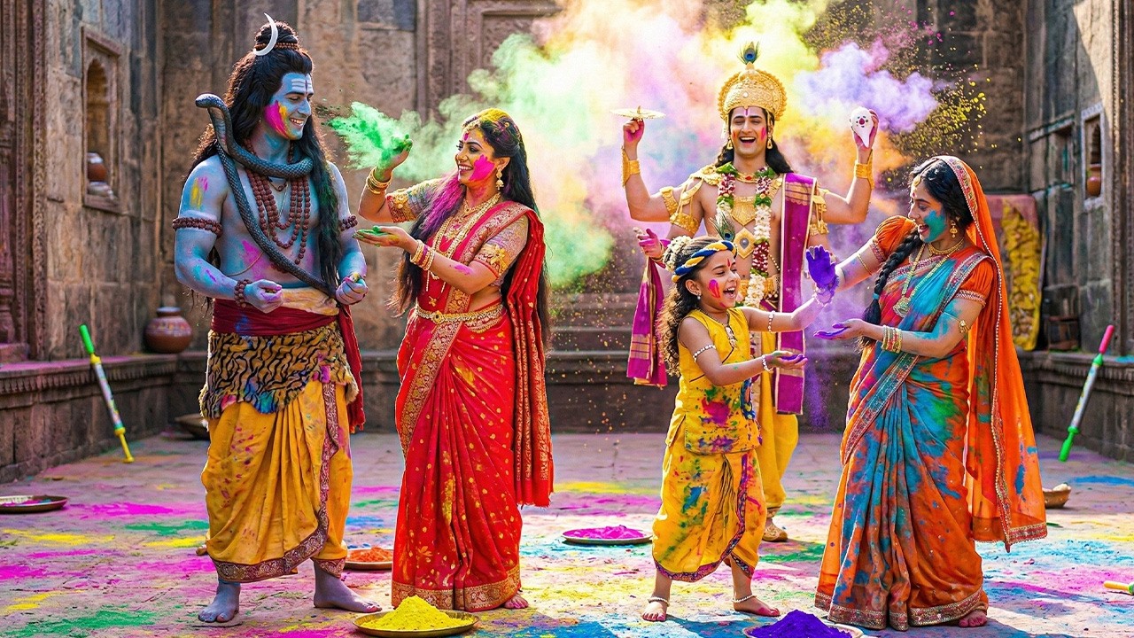 बाल कान्हा ने वृंदावन में महादेव और नारायण भगवान के साथ होली खेली | यशोमती मईया के नंदलाला | Krishan