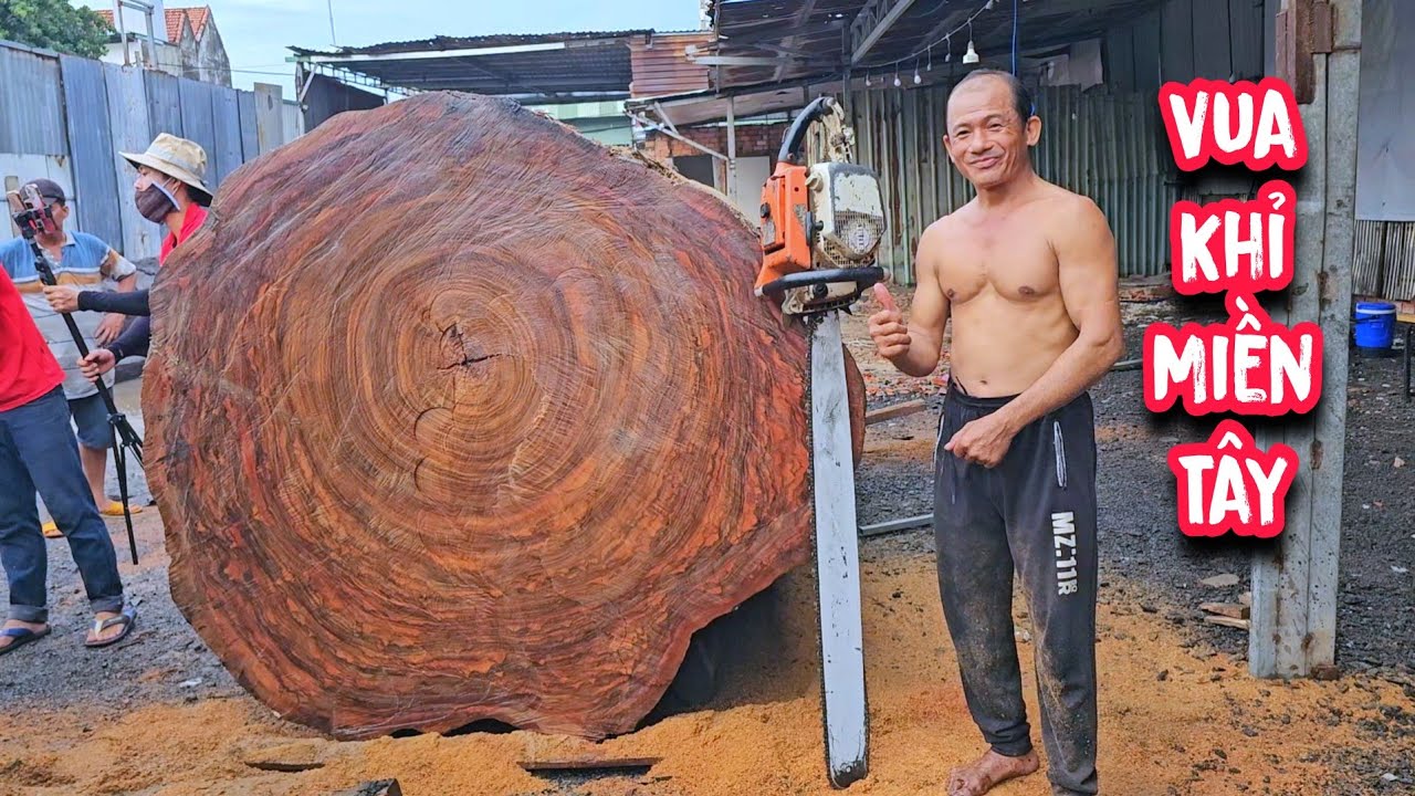 Cực kì vất vã !!! Vua Khỉ cưa khúc Gỗ Lim Khủng gần 7h tối mới hoàng thành (Phần 2/2).