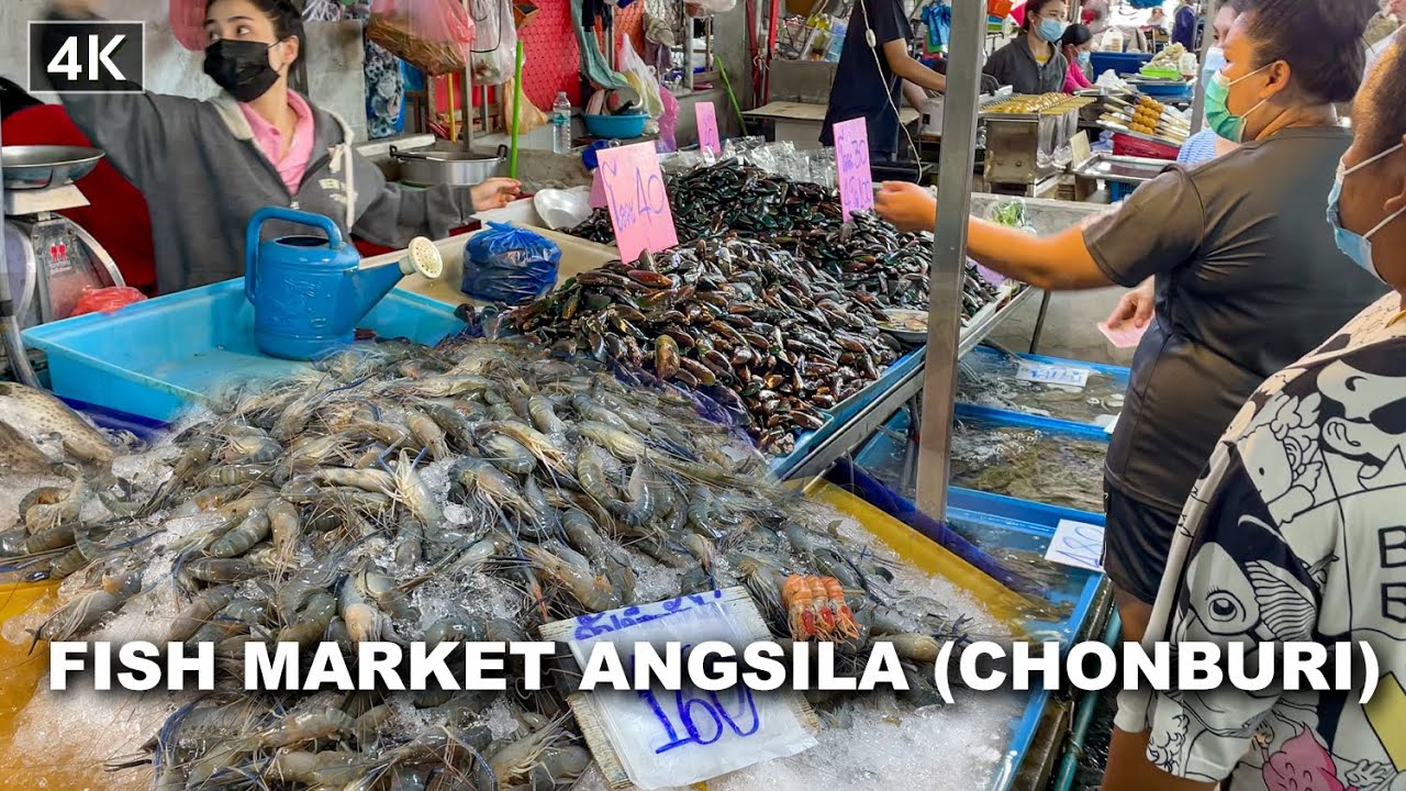 【🇹🇭4K】Walk around Ang Sila Market Seafood Cheapest in Thailand | Jun. 2021