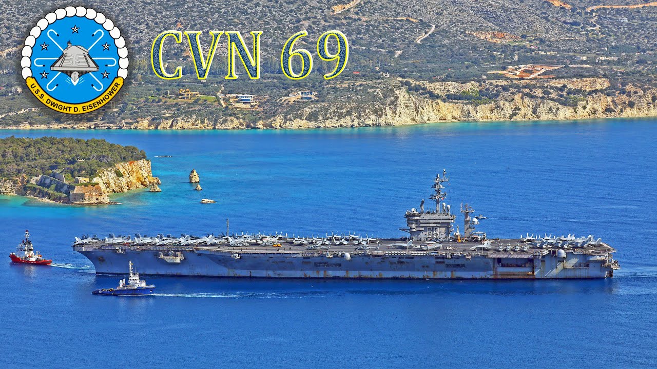 USS Eisenhower (CVΝ 69) impressive approach into Souda Bay