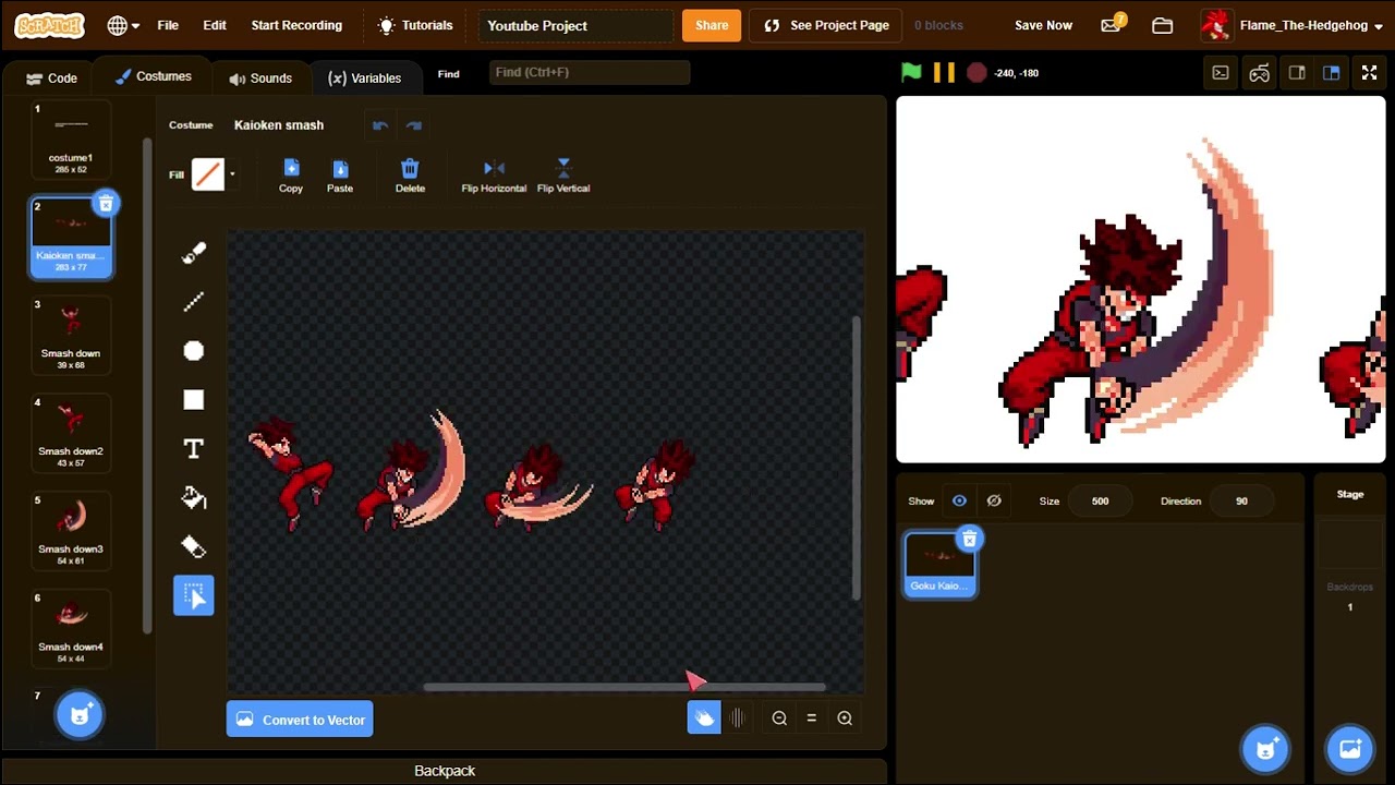 How I use sprites sheets in scratch