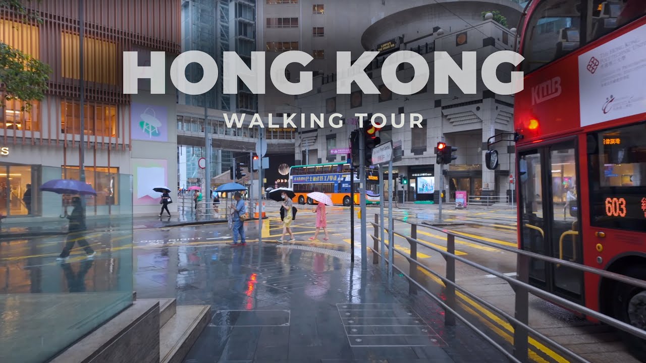 Hong Kong in the Rain 4K ☔ | Peaceful Urban Walk with Ambient Sounds