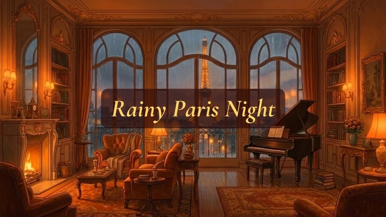 Eiffel Tower Rainy Night, 1940s | Luxury Paris Ambience