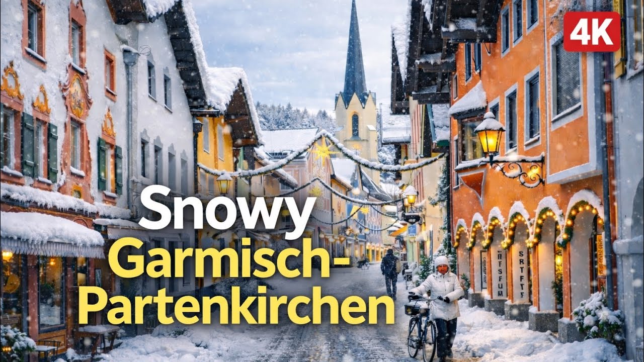 Heavy Snowfall in Garmisch-Partenkirchen Germany Walking Tour 🇩🇪