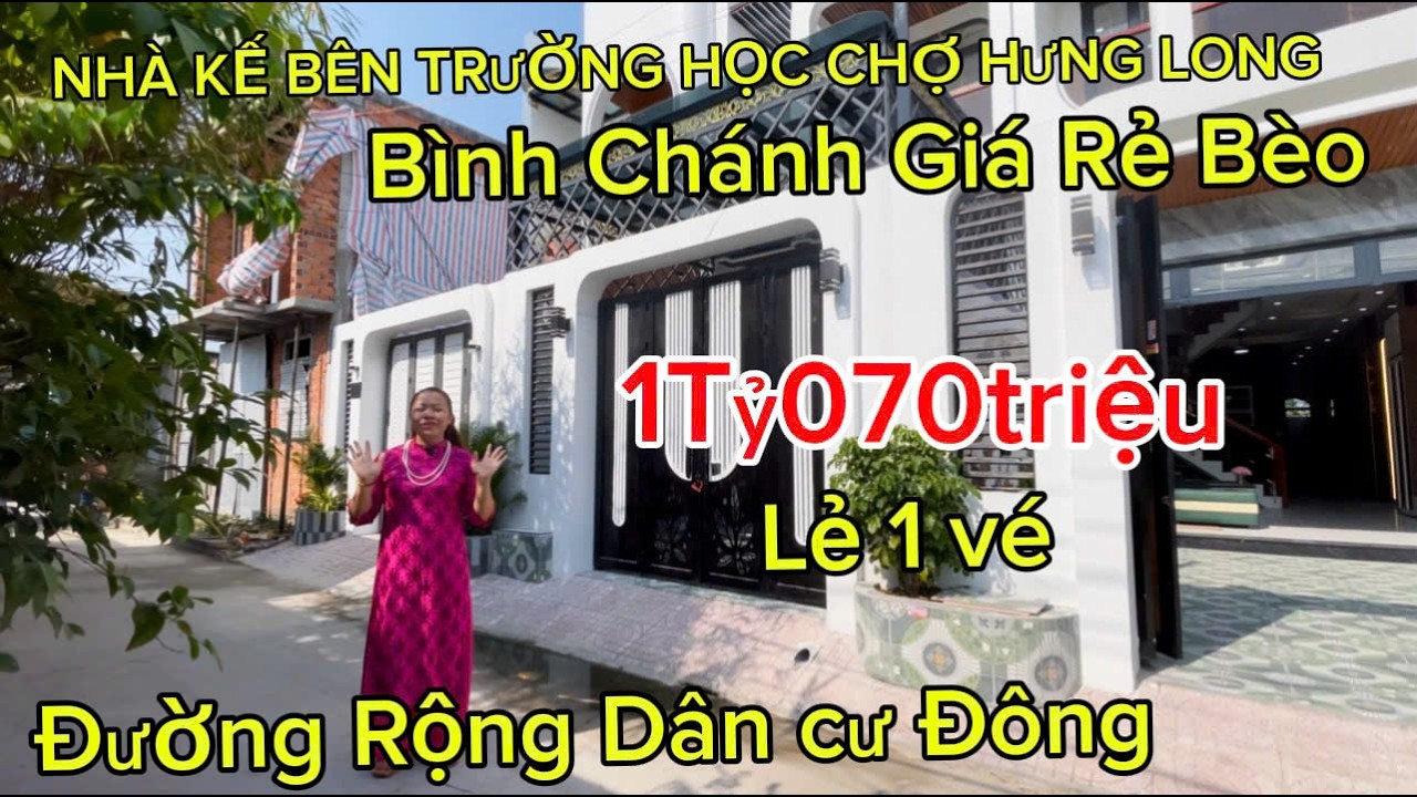 Giá Chỉ 1Tỷ070! Nhà Bình Chánh Gần Chợ Hưng Long – Dân Cư Đông – Vào Ở Ngay