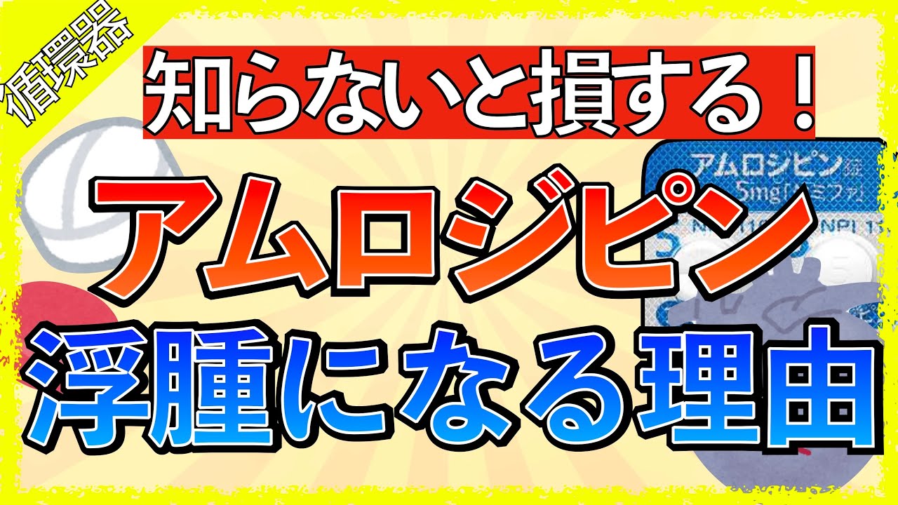 イラストで学ぶ医学！「アムロジピンで浮腫が見られる理由をわかりやすく解説１」Ca拮抗薬/浮腫/利尿薬