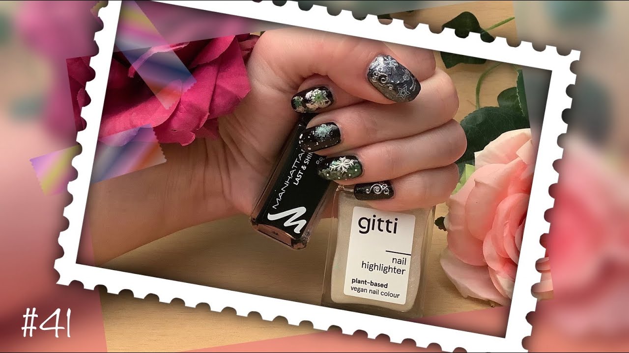 Плейлист - Маникюромагия 💅 Новогодний маникюр обычным лаком + наклейки и фольга. Натуральные ногти!