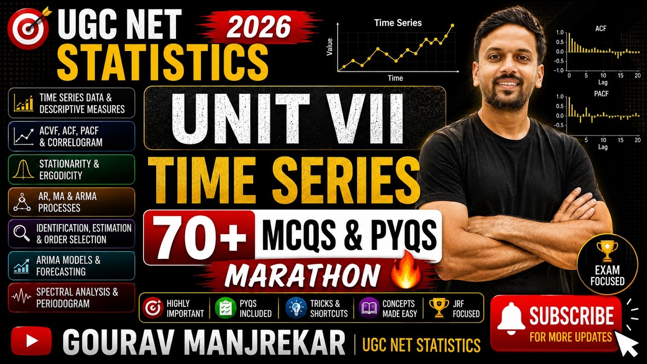 UGC NET Statistics 2026 | Unit VII Time Series | 70+ MCQs & PYQs Marathon 🔥