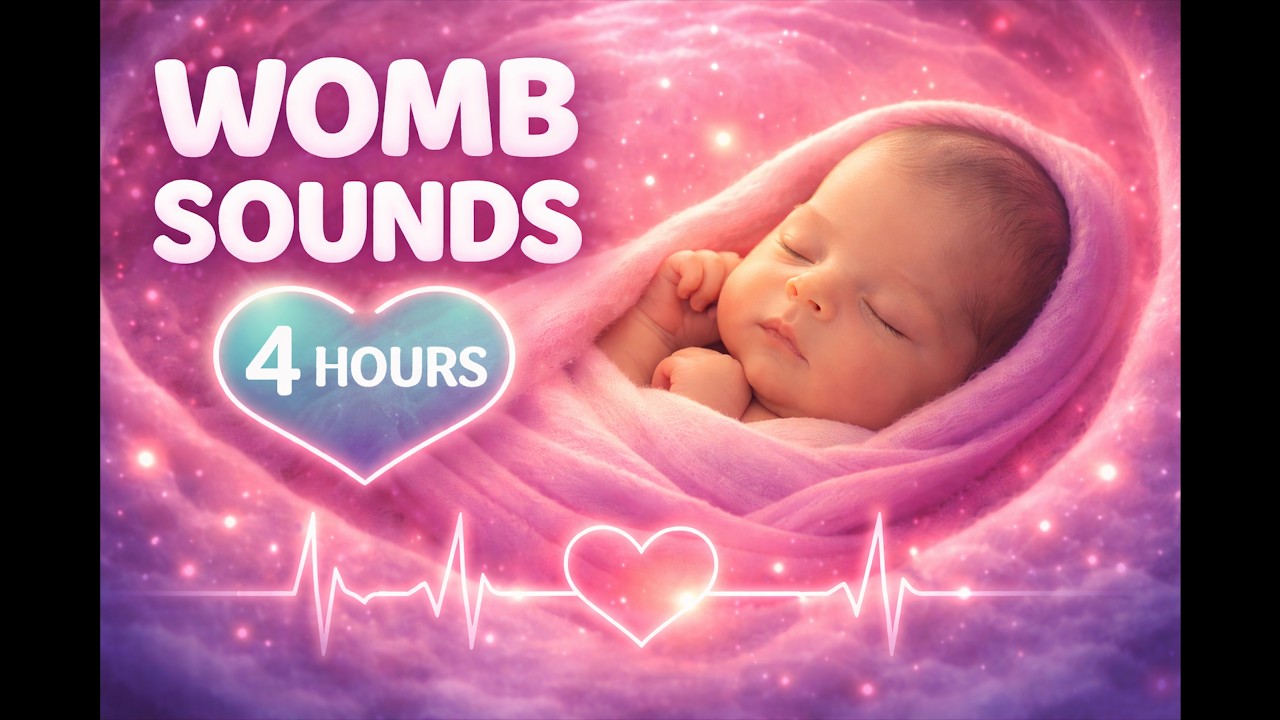 4 Hours Womb Sounds for Baby Sleep | White Noise + Heartbeat | Newborn Calming Sound