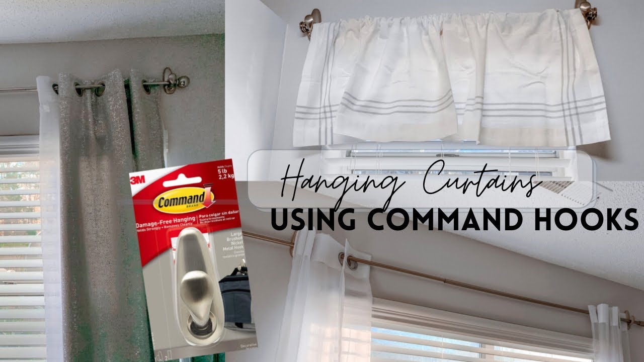 HOW TO HANG A CURTAIN ROD WITH COMMAND HOOKS| NO HOLES OR TOOLS| APARTMENT FRIENDLY