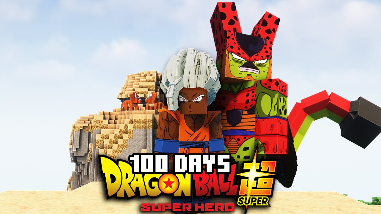 I spent 100 days in Minecraft Dragon Ball Super Super Hero to beat Cell Max