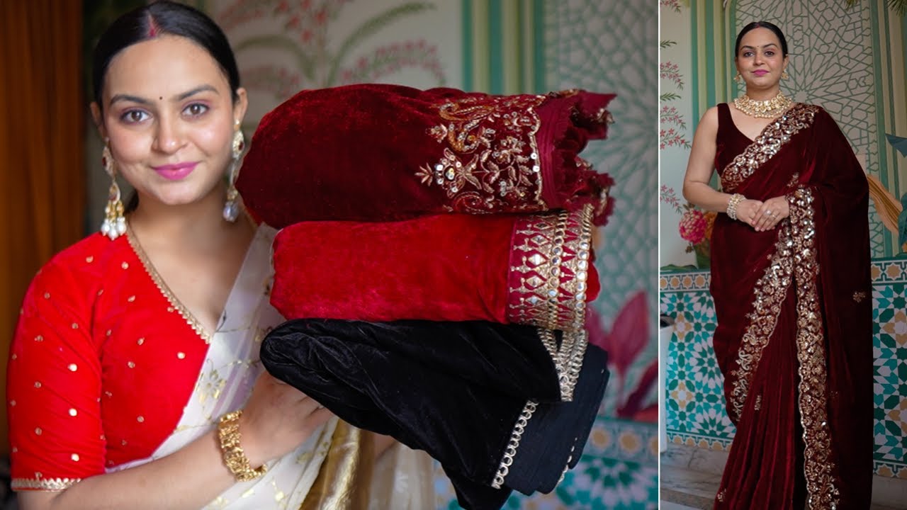 Amazon Velvet Saree Haul and Styling